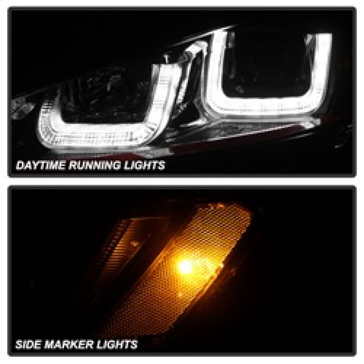 Spyder Volkswagen Golf VII 14-16 Projector Headlights DRL LED Red Stripe Blk PRO-YD-VG15-RED-DRL-BK - Bull Strap