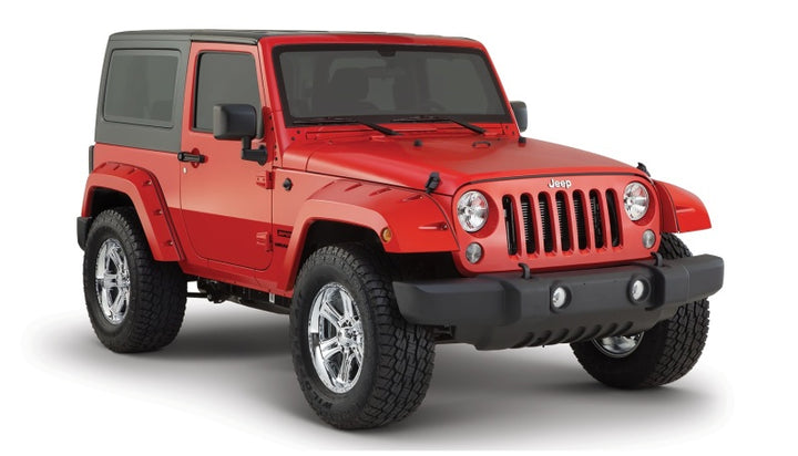Bushwacker 07-18 Jeep Wrangler Pocket Style Flares 2pc - Black - Bull Strap