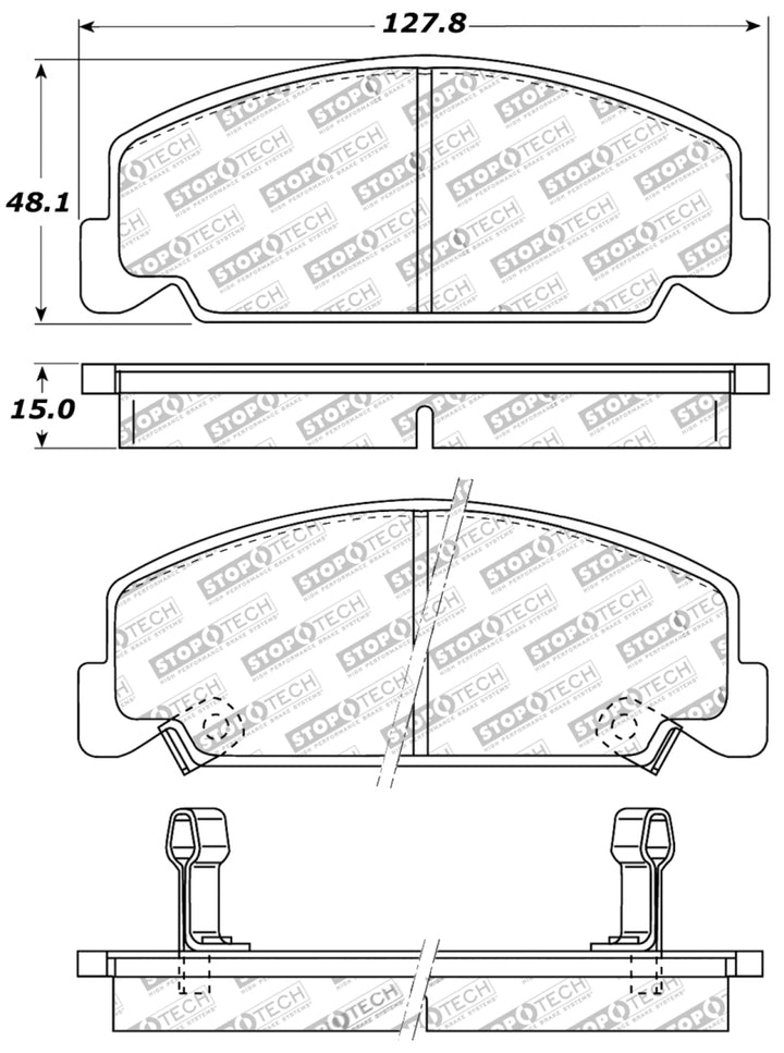 StopTech Performance 93-00 Honda Civic DX w/ Rr Drum Brakes Front Brake Pads - Bull Strap