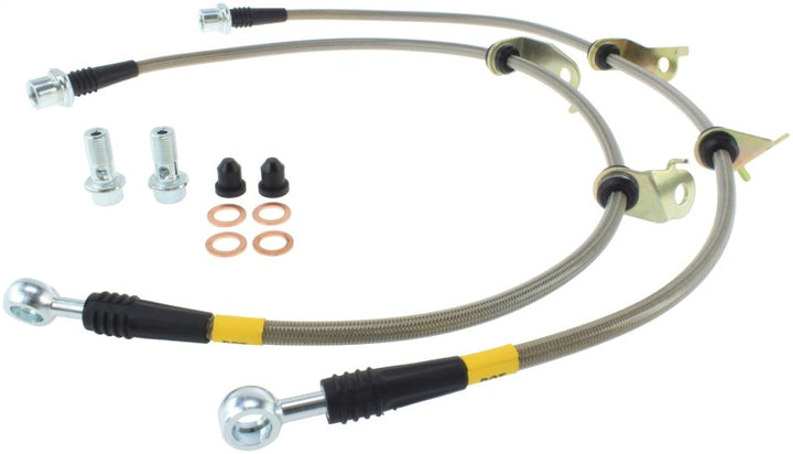StopTech 08+ Scion xB Front Stainless Steel Brake Lines - Bull Strap