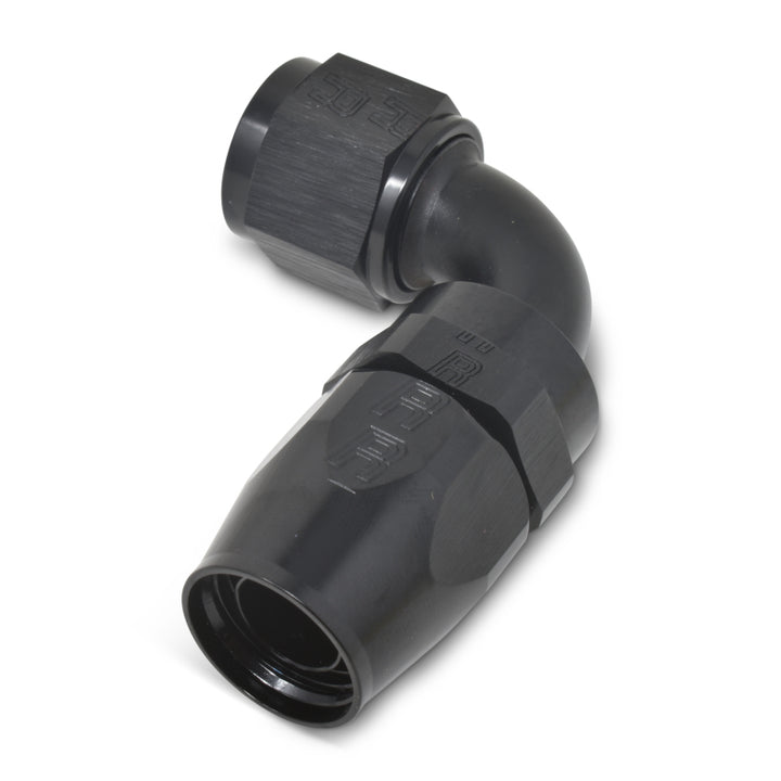 Russell Performance -10 AN Black 90 Degree Full Flow Hose End - Bull Strap