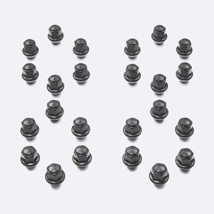 Ford Racing M14 x 1.5 Black Lug Nut - Set of 24 - Bull Strap