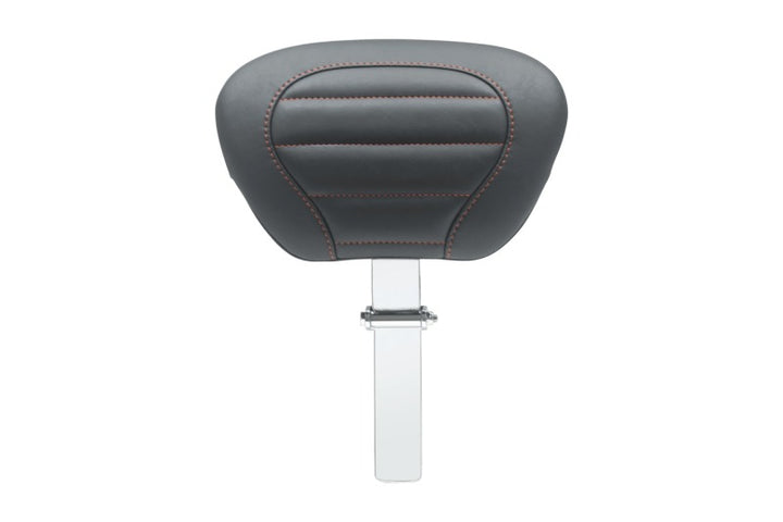 Mustang 08-21 HD Electra Glide,Rd Glide,Rd King,Str Glide Driver Backrest - Black w/ Red Stitching - Bull Strap