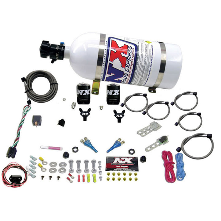 Nitrous Express 03-18 Nissan 350Z/370Z Dual Nozzle (35-150HP) w/10lb Bottle - Bull Strap
