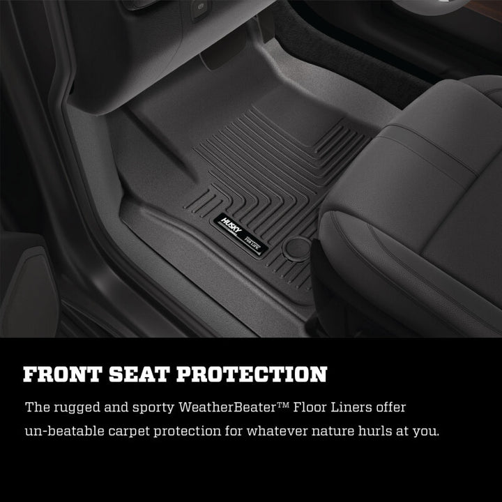 Husky Liners 21-23 Suburban/Tahoe/Yukon/Yukon XL Weatherbeater Front & 2nd Seat Floor Liners - Black - Bull Strap