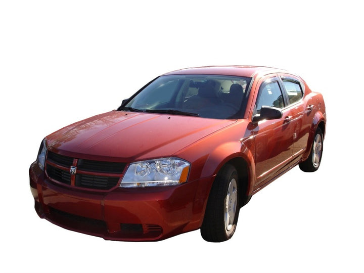 AVS 08-14 Dodge Avenger Ventvisor In-Channel Front & Rear Window Deflectors 4pc - Smoke - Bull Strap