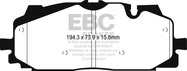 EBC 17-24 Audi RS4 2.9TT / 21-24 Audi RS3 2.5T Yellowstuff Front Brake Pads - Bull Strap