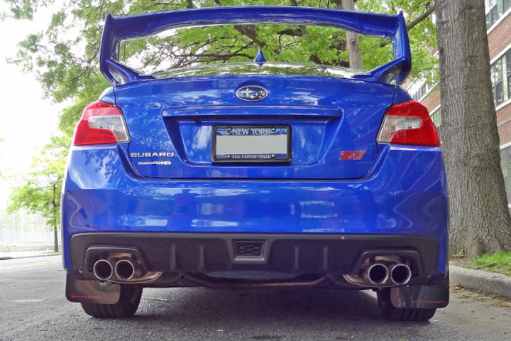 Rally Armor 15-21 Subaru WRX/STI Black UR Mud Flap w/Light Blue Logo - Bull Strap