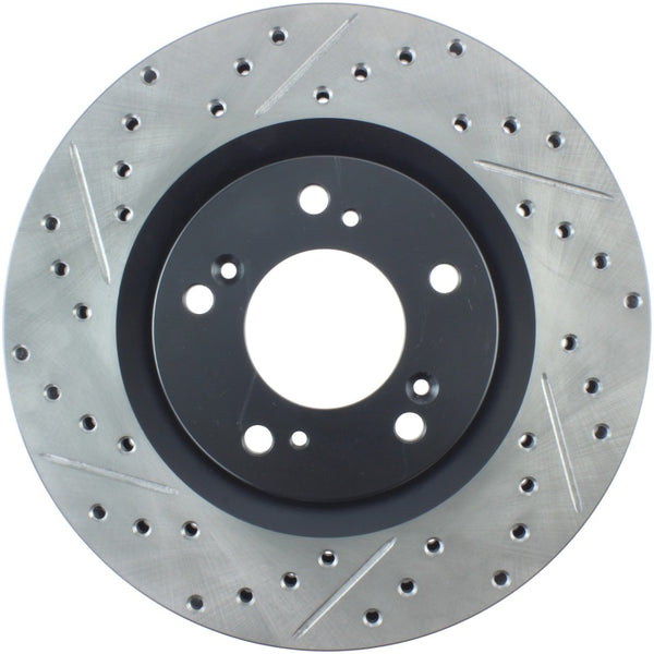 StopTech 00-09 S2000 Slotted & Drilled Right Front Rotor - Bull Strap