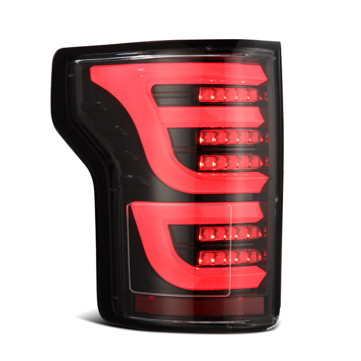 AlphaRex 15-20 Ford F150 Luxx-Series LED Tail Lights Alpha-Black - Bull Strap