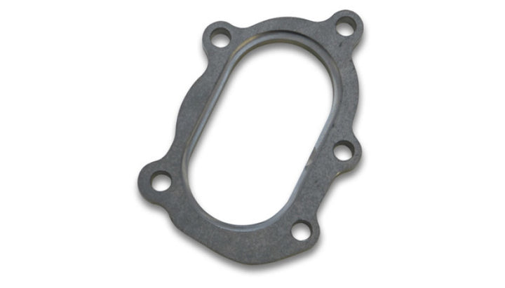 Vibrant GT25R / GT28R Discharge Flange with Oval Outlet (5 Bolt) T304 SS 1/2in Thick - Bull Strap