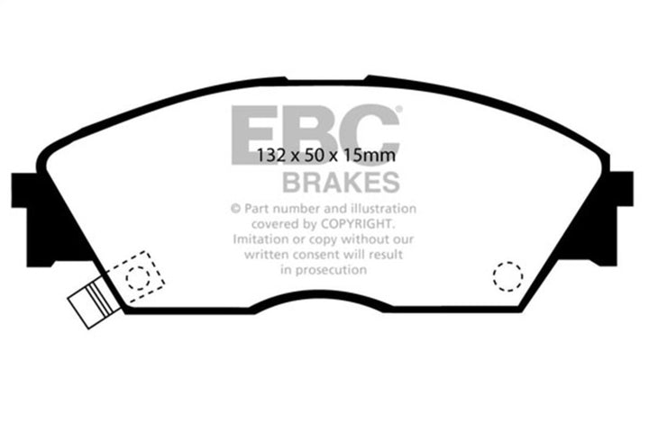EBC 90-92 Honda Civic CRX 1.6 Si Yellowstuff Front Brake Pads - Bull Strap