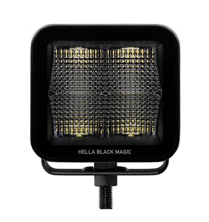 Hella Universal Black Magic 3.2in L.E.D. Cube Kit - Flood Beam - Bull Strap
