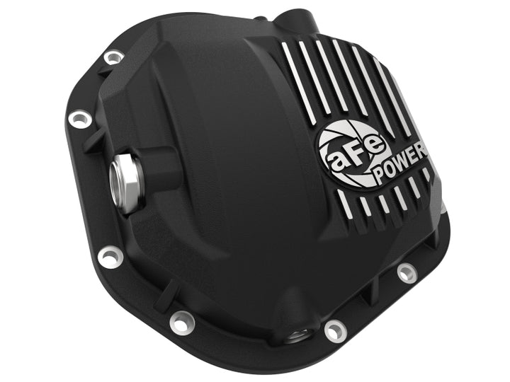 aFe Pro Series Dana 60 Front Differential Cover Black w/ Machined Fins 17-20 Ford Trucks (Dana 60) - Bull Strap