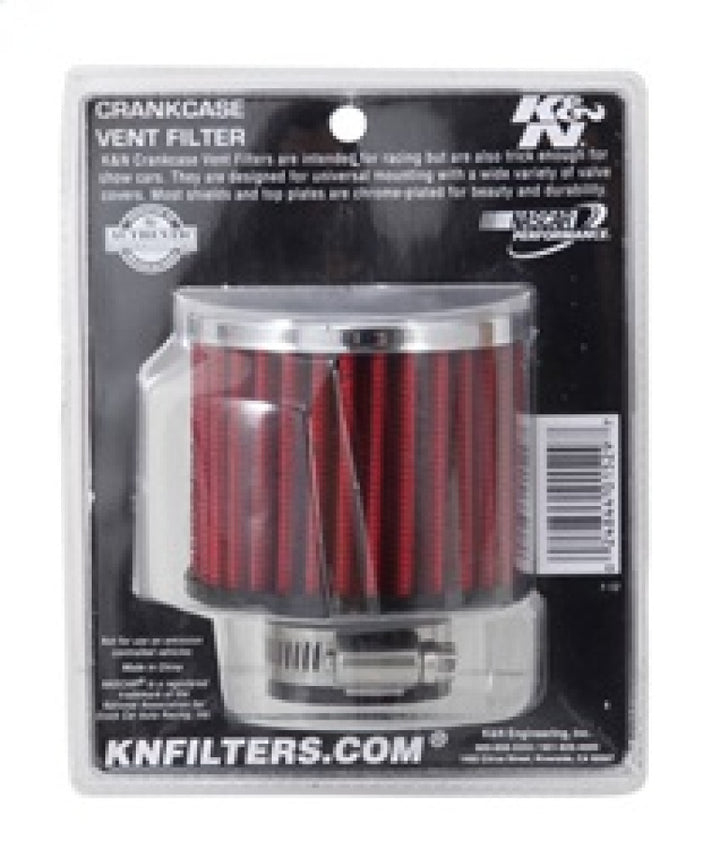 K&N 1.25in Flange ID x 3in OD x 2.5in H Rubber Base Crankcase Vent Filter - Bull Strap