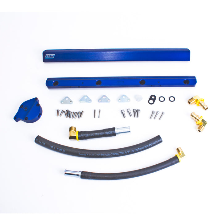 BBK 86-93 Mustang 5.0 High Flow Billet Aluminum Fuel Rail Kit - Bull Strap