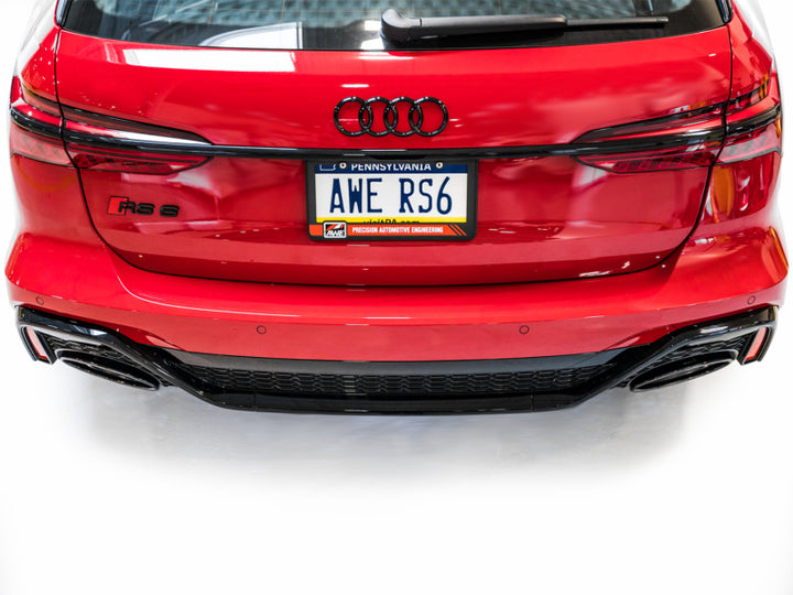 AWE Tuning 21-23 Audi C8 RS6/RS7 SwitchPath Cat-back Exhaust - Diamond Black Tips - Bull Strap