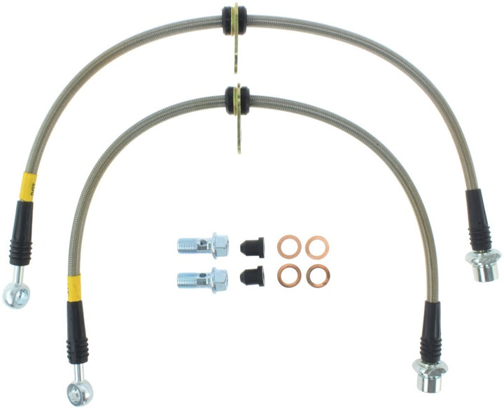 StopTech 02-12 Toyota Camry Coupe/Sedan / 04-08 Solara Front Stainless Steel Brake Lines - Bull Strap