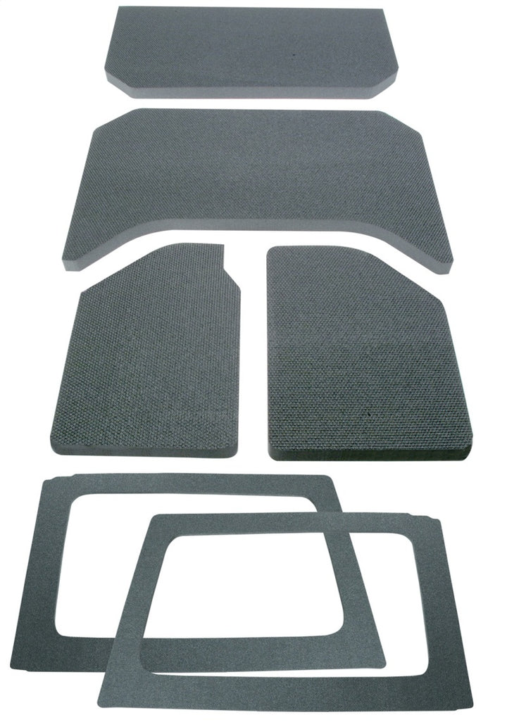 DEI 11-18 Jeep Wrangler JK 4-Door Boom Mat Complete Headliner Kit - 6 Piece - Gray - Bull Strap