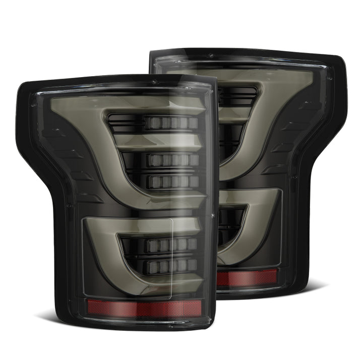 AlphaRex 15-20 Ford F150 Luxx-Series LED Tail Lights Alpha-Black - Bull Strap