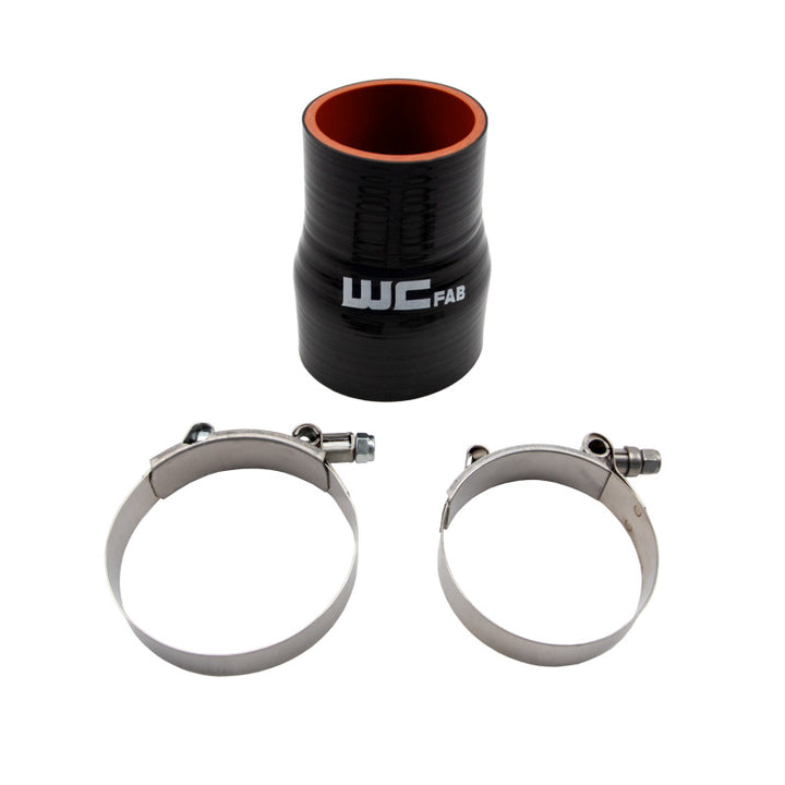 Wehrli 2.375in x 3in ID Straight Reducer 4.5in Long Silicone Boot and Clamp Kit - Bull Strap