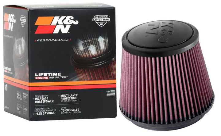K&N Universal Clamp-On Air Filter 6in FLG / 7-1/2in B / 5-7/8in T / 6in H - Bull Strap