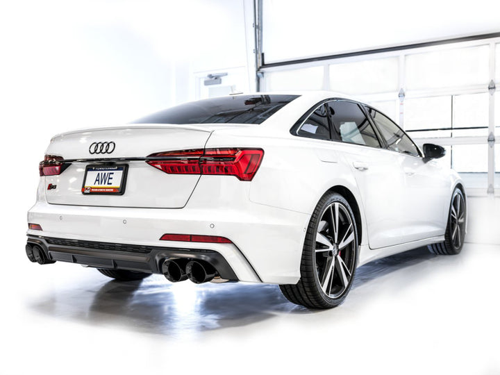 AWE Tuning 19-23 Audi C8 S6/S7 2.9T V6 AWD Track Edition Exhaust - Diamond Black Tips - Bull Strap