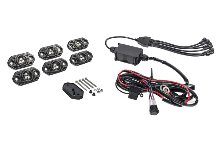 KC HiLiTES C-Series RGB LED Rock Light Kit (Incl. Wiring) - Set of 6 - Bull Strap