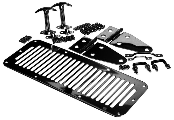 Rampage 1987-1995 Jeep Wrangler(YJ) Hood Set - Black - Bull Strap