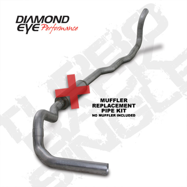Diamond Eye KIT 4in TB MFLR RPLCMENT PIPE SGL AL: 89-93 DODGE CUMMINS 5.9L - Bull Strap
