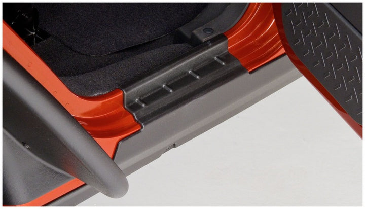 Bushwacker 07-18 Jeep Wrangler Unlimited Trail Armor Rocker Panel and Sill Plate Cover - Black - Bull Strap
