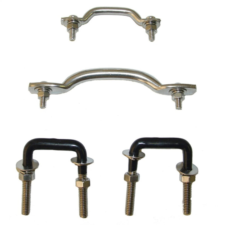 Rugged Ridge 55-95 Jeep CJ / Jeep Wrangler Stainless Steel Windshield Tie Down Kit - Bull Strap