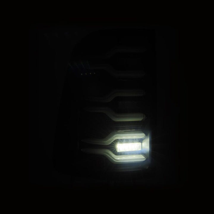 AlphaRex 19-21 Dodge Ram 1500 Luxx-Series LED Tail Lights Black w/Activ Light/Seq Signal - Bull Strap