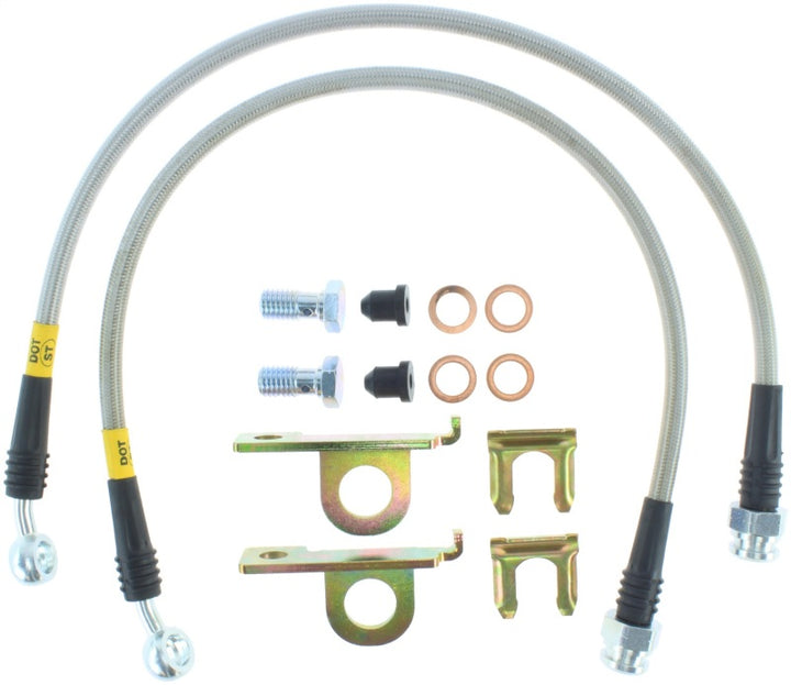 StopTech 04-08 Cadillac STS / 05-08 14-15 Chevrolet Corvette Stainless Steel Rear Brake Lines - Bull Strap