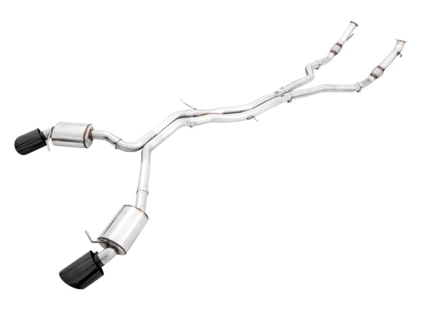 AWE Tuning Audi B9.5 RS5 Sportback Non-Resonated Touring Edition Exhaust - RS-Style Diamond Blk Tips - Bull Strap
