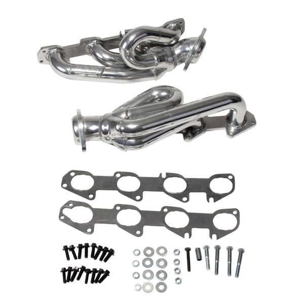 BBK 09-18 Dodge Ram 5.7L Hemi Shorty Tuned Length Exhaust Headers - 1-3/4 Silver Ceramic - Bull Strap