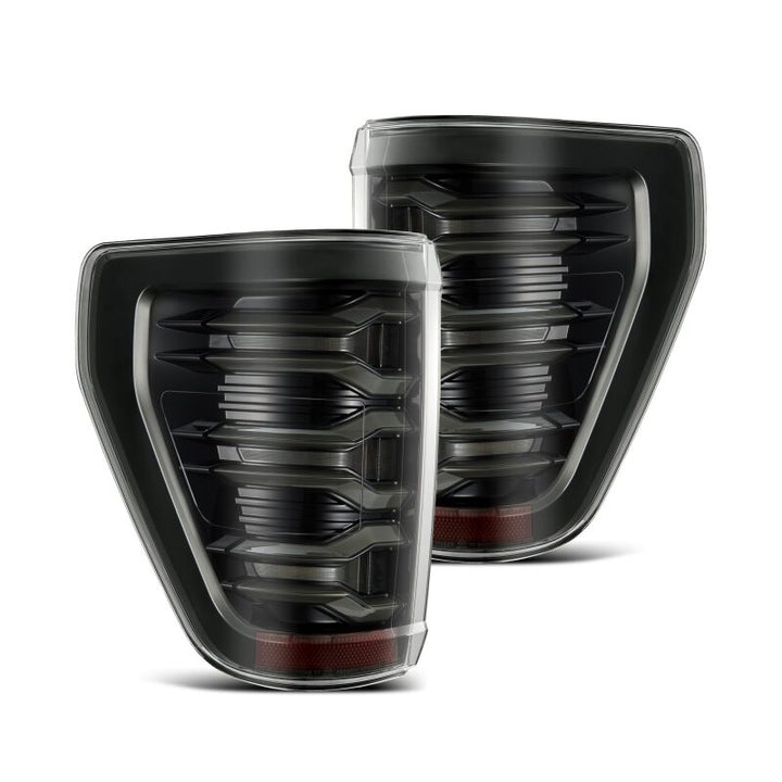AlphaRex 21-22 Ford F150 LUXX LED Projector Tail Lights - Alpha-Black - Bull Strap