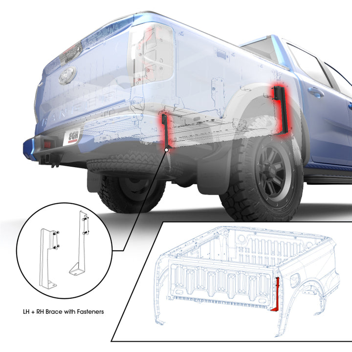 EGR 24-25 Ford Ranger w/ 5ft Bed J-Brace Support for RollTrac - Bull Strap