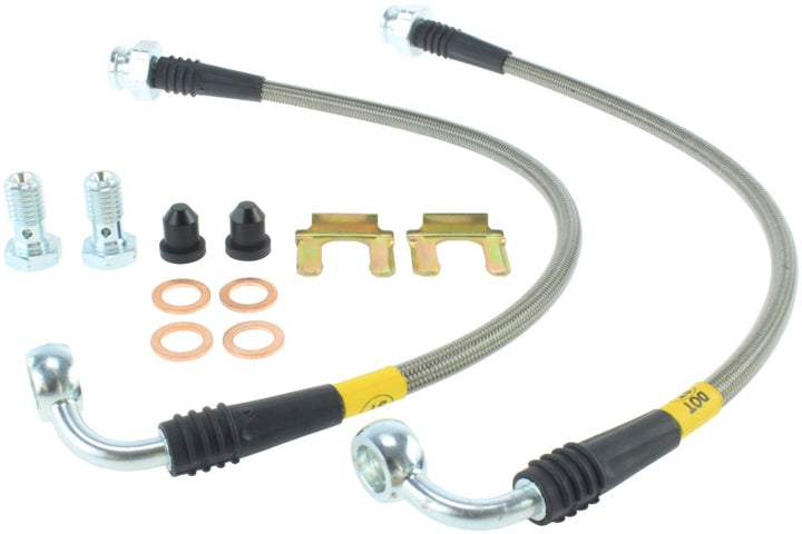 StopTech 06-09 Pontiac Solstice Stainless Steel Front Brake Line Kit - Bull Strap