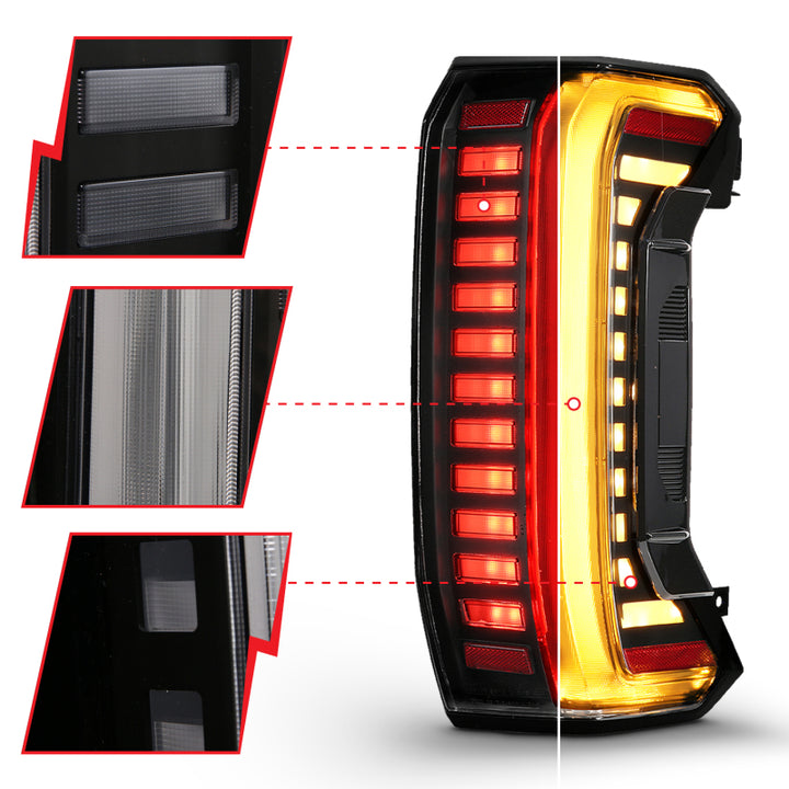 ANZO 22-24 Toyota Tundra (Does Not Fit LED Seq. Models) Z-Series Full LED Tail Lights - Pair - Bull Strap