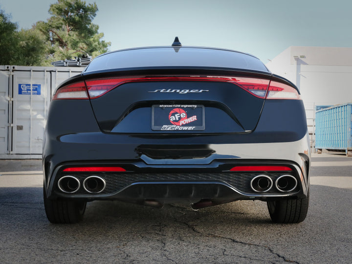 aFe 22-23 Kia Stinger L4-2.5L Turbo Gemini XV 3in to Dual 2-1/2in Cat-Back Exhaust System w/ Cut-Out - Bull Strap