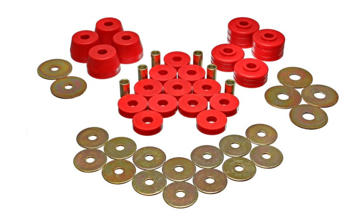 Energy Suspension Body Mount Bushing Sets - Red - Bull Strap