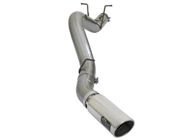 aFe LARGE BORE HD 5in 409-SS DPF-Back Exhaust w/Polished Tip 2017 GM Duramax V8-6.6L (td) L5P - Bull Strap