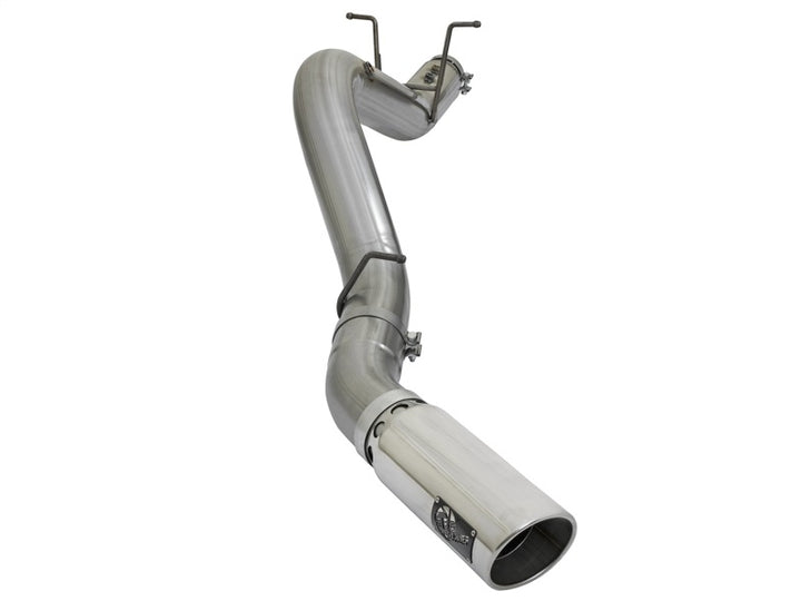 aFe LARGE BORE HD 5in 409-SS DPF-Back Exhaust w/Polished Tip 2017 GM Duramax V8-6.6L (td) L5P - Bull Strap