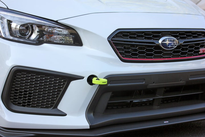 PERRIN 18-21 Subaru WRX & STI / 13-25 BRZ / 17-20 Toyota 86 Tow Hook Kit (Front) - Neon Yellow - Bull Strap