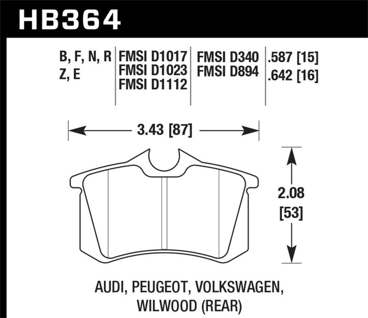 Hawk 89-92 VW Golf GTi / GLS Turbo/ GLX ( VR6) / 1.8 Turbo / VR6 / 00-06 Audi TT HPS Street Rear Bra - Bull Strap