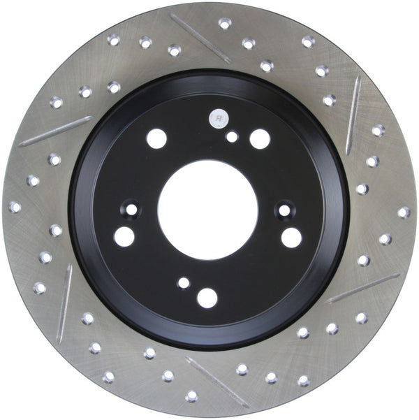 StopTech 00-09 S2000 Slotted & Drilled Left Rear Rotor - Bull Strap