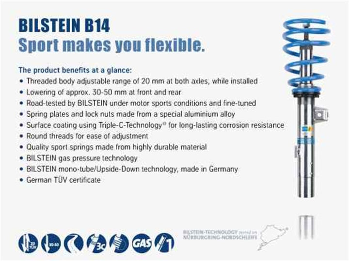 Bilstein B14 (PSS) 12-17 Fiat 500 Suspension Kit - Bull Strap