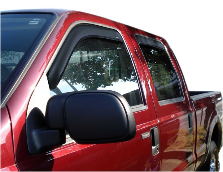 AVS 99-16 Ford F-250 Supercrew Ventvisor In-Channel Front & Rear Window Deflectors 4pc - Smoke - Bull Strap