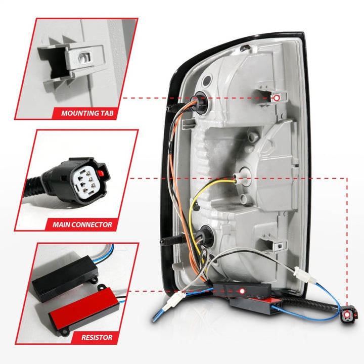 ANZO 15-21 Chevrolet Colorado Full LED Tail Lights w/ Red Lightbar Black Housing Clear Lens - Bull Strap